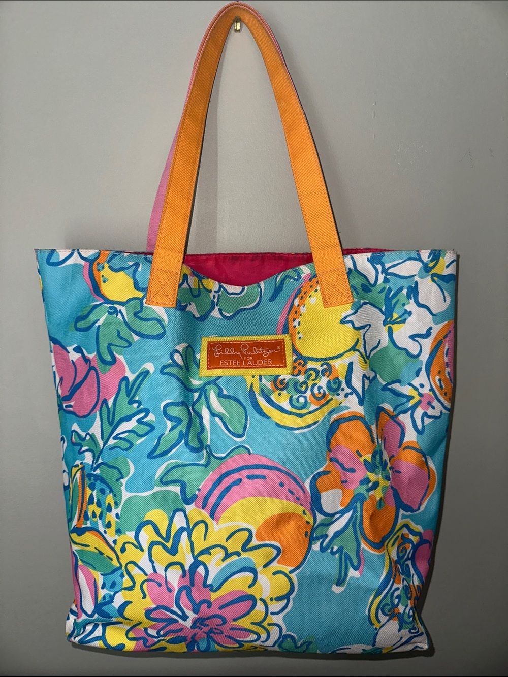 Lilly Pulitzer for Estée Lauder Floral & Tropical Fruit Canvas Tote Bag